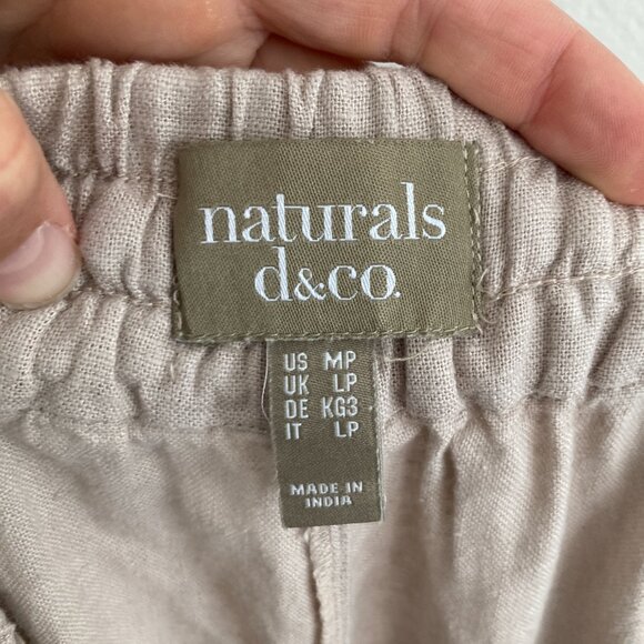 Naturals d&co Linen Blend Wide Leg Pull On Pants Flax Tan Beach Lagenlook MP - Picture 6 of 8